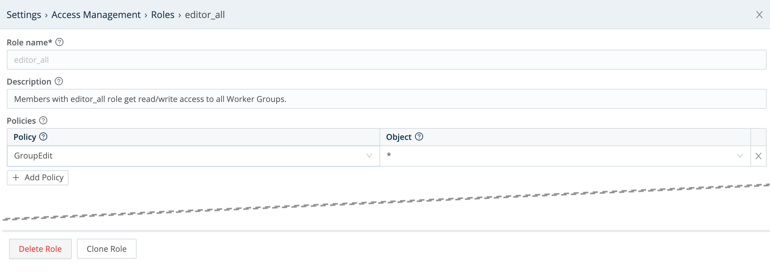 Add/edit Role modal
