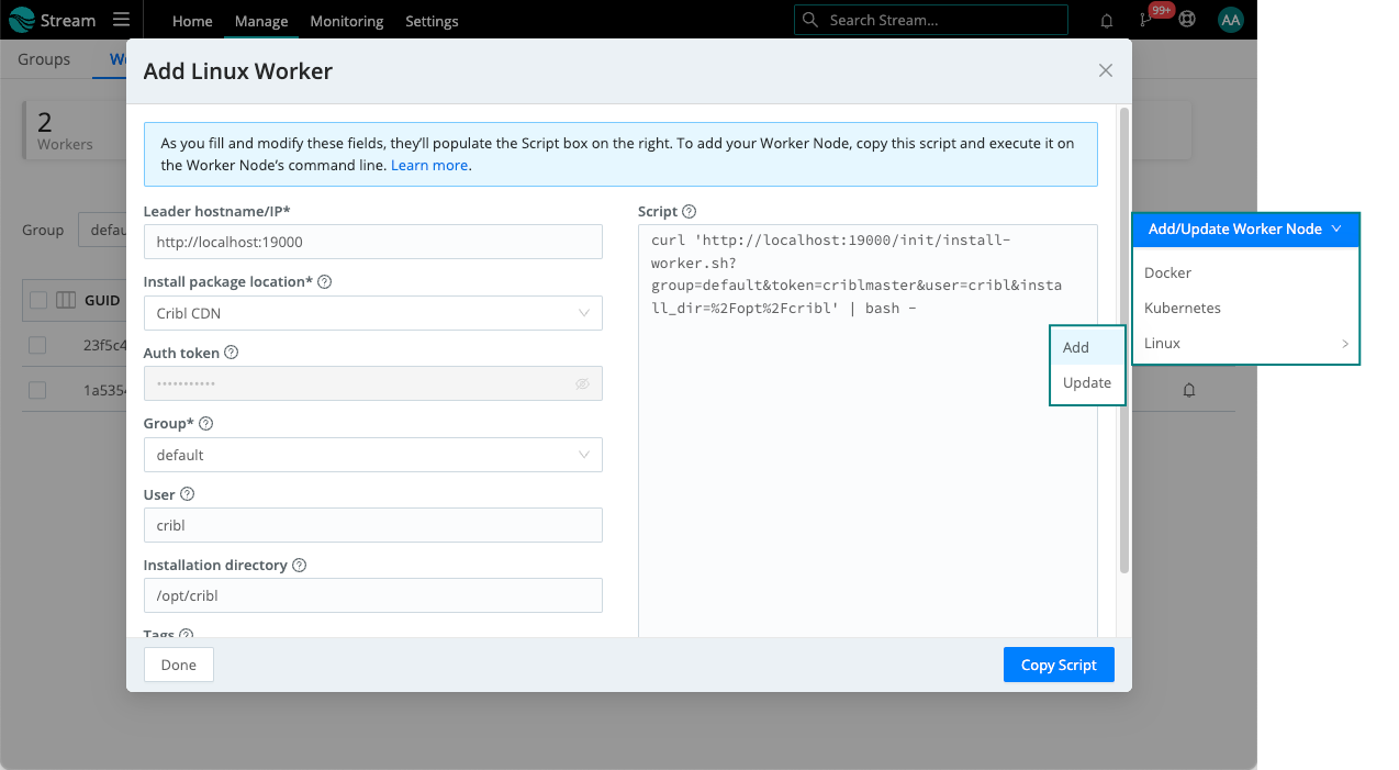 Add/Bootstrap Worker UI option (composite)