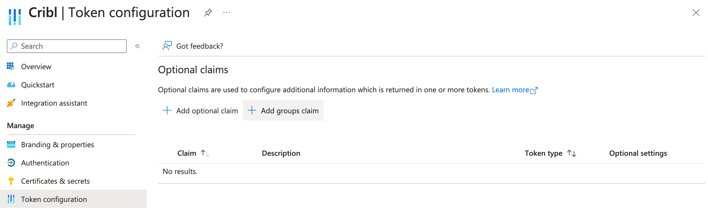 Configuring a token