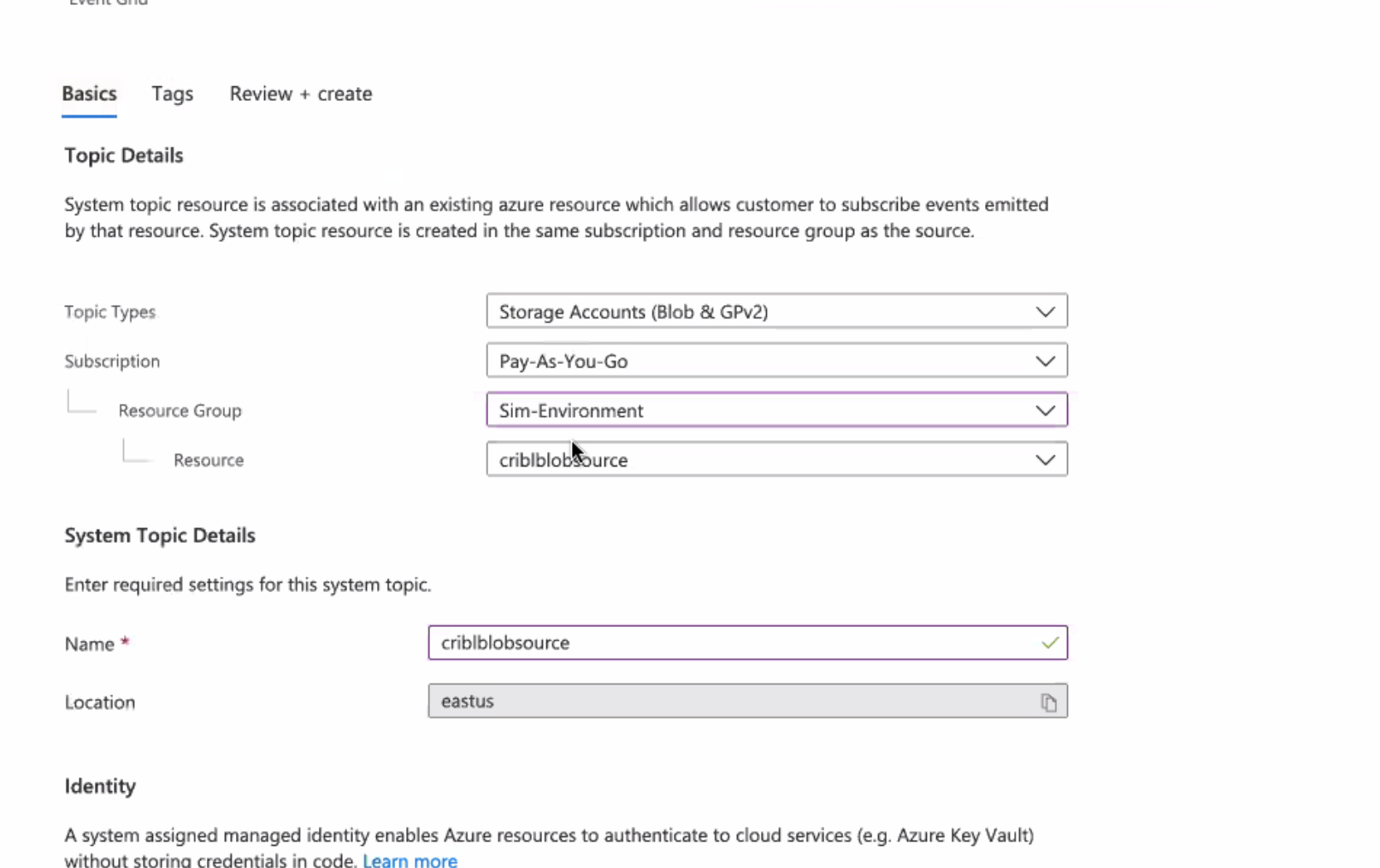 Creating a system topic