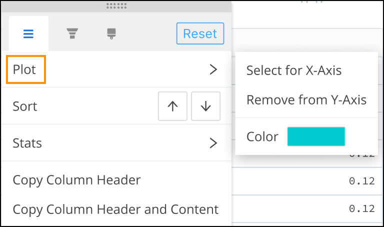 Plot options on the General tab