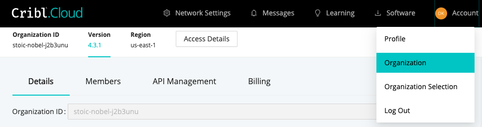 Account tab