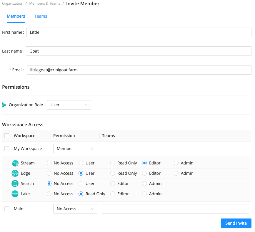 Invite Member modal
