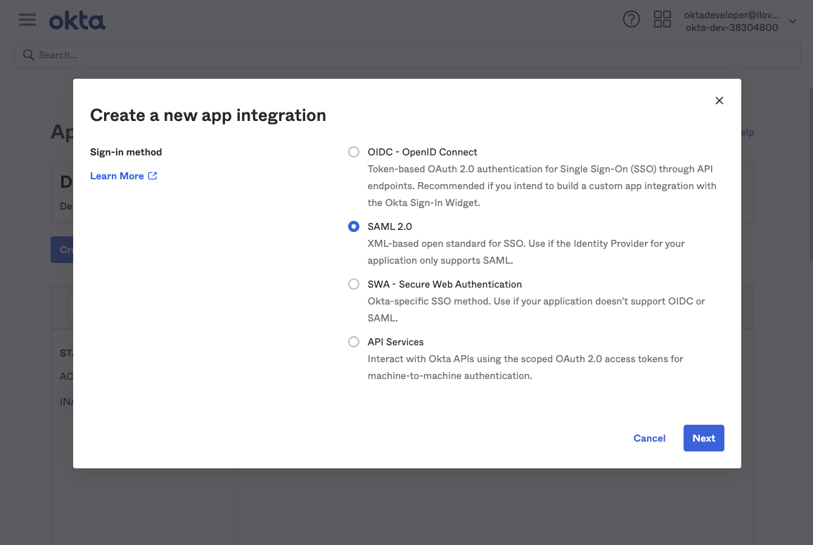 Specifying SAML 2.0 sign‑in