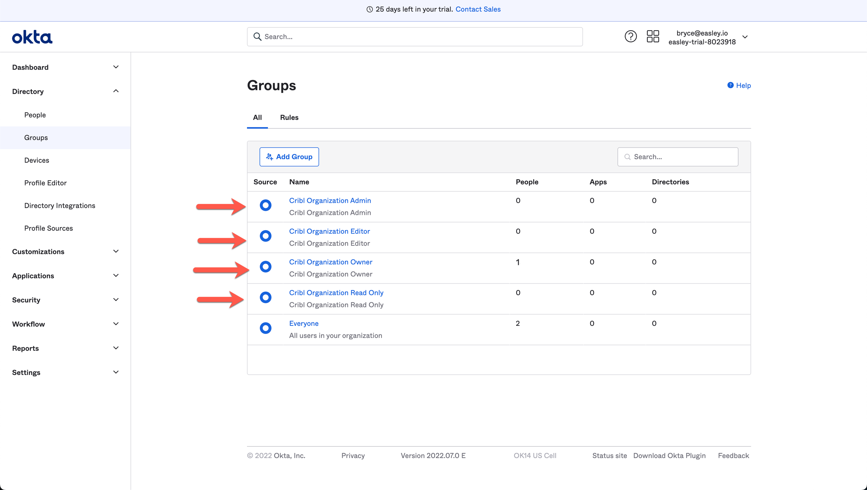 Mapping Okta groups to Cribl.Cloud Roles