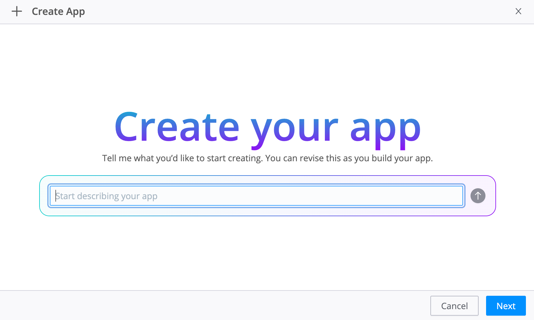 Create your App screen with prompt and Next