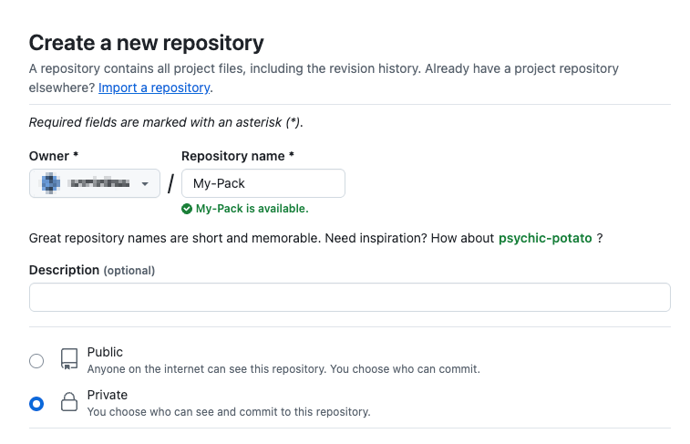 Creating a private GitHub repository