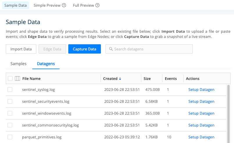 Preview pane – add samples via paste, attach/upload file, or live capture