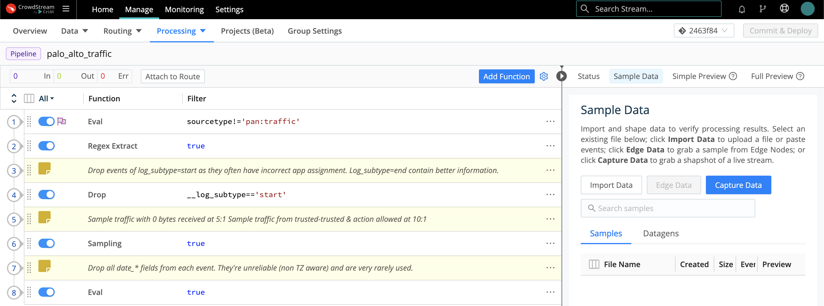 A Pipeline’s Functions stack