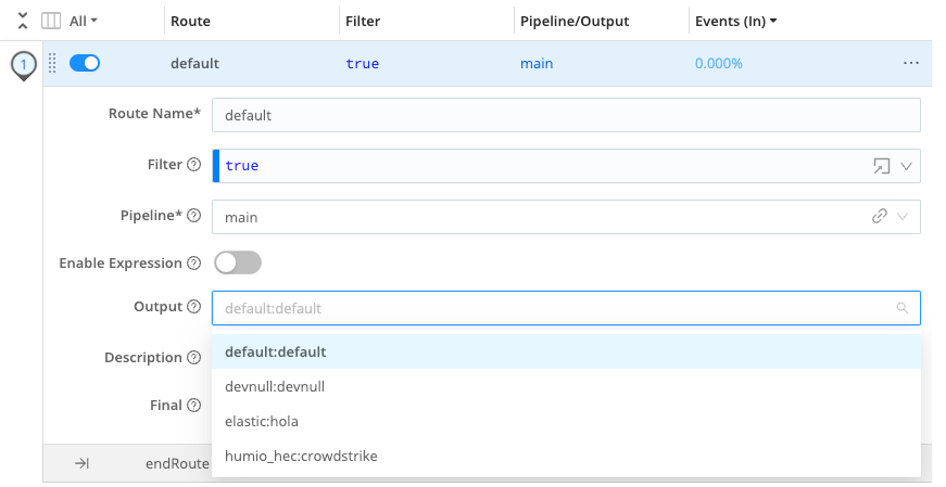 Changing a Route’s Destination (Output)