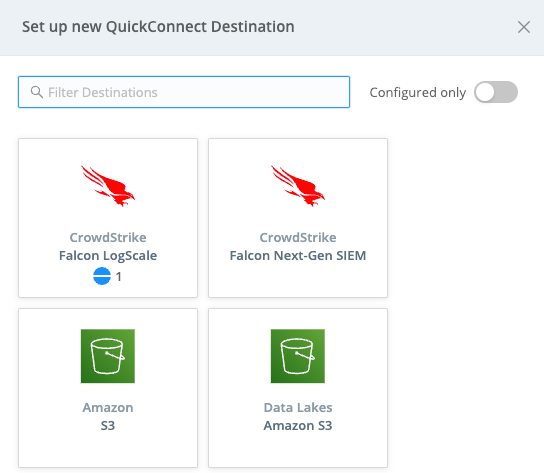 Selecting additional Destinations in QuickConnect