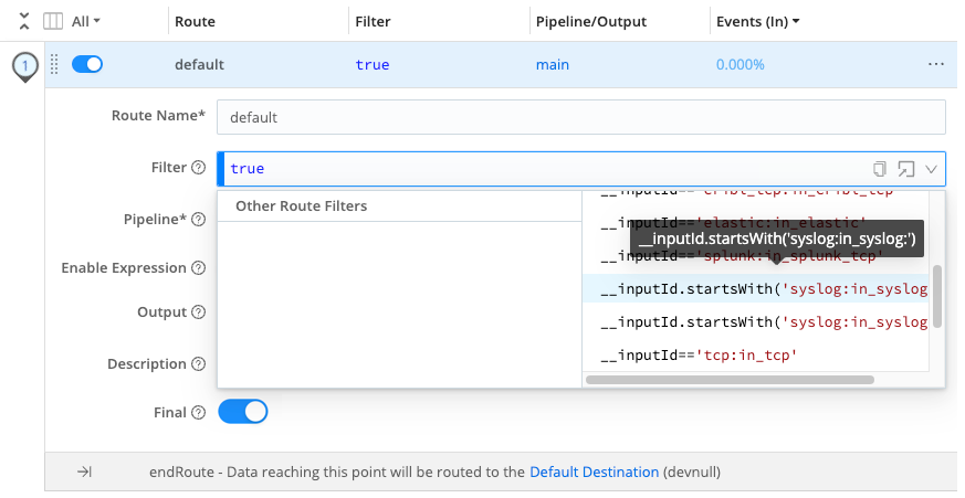 Tuning a Route’s Filter expression