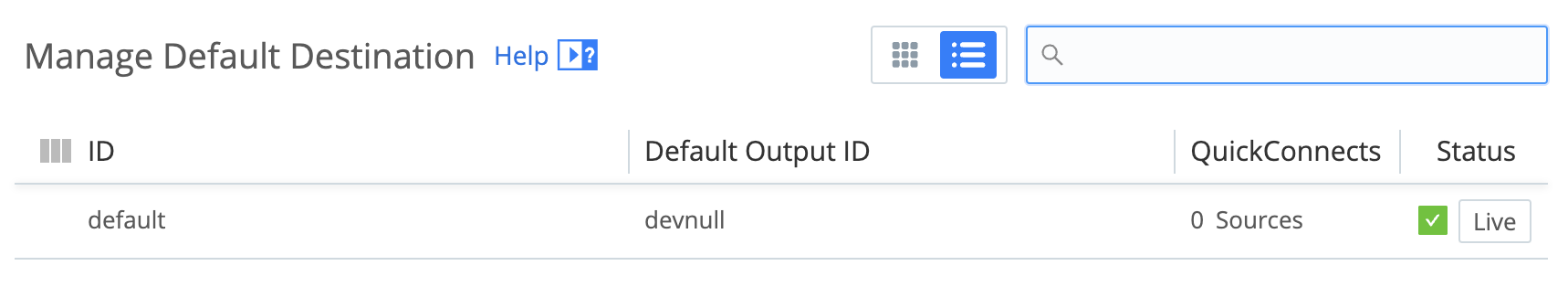 Default Destination – click to configure