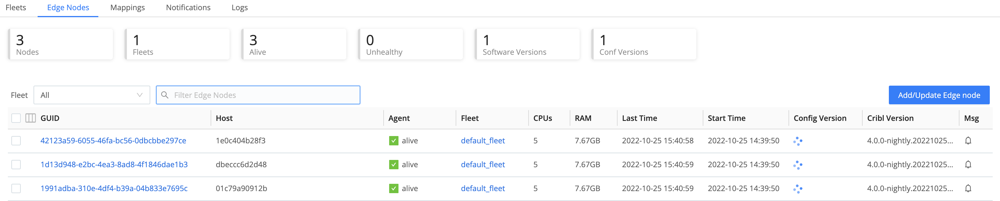 Edge Node tab