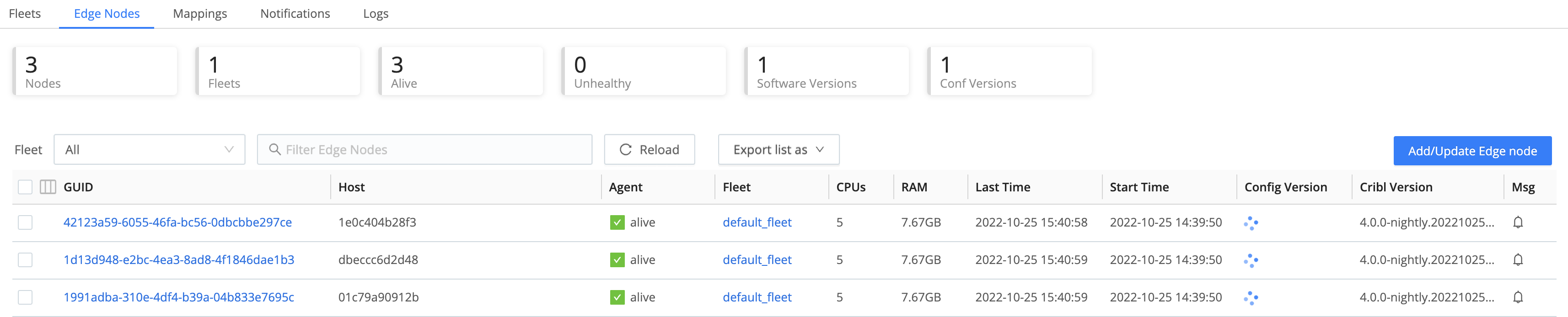 Edge Node tab