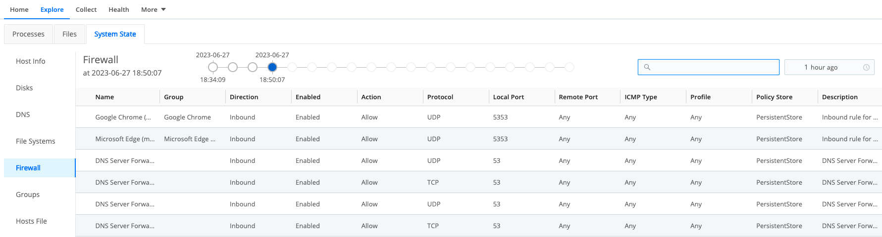 Firewall tab