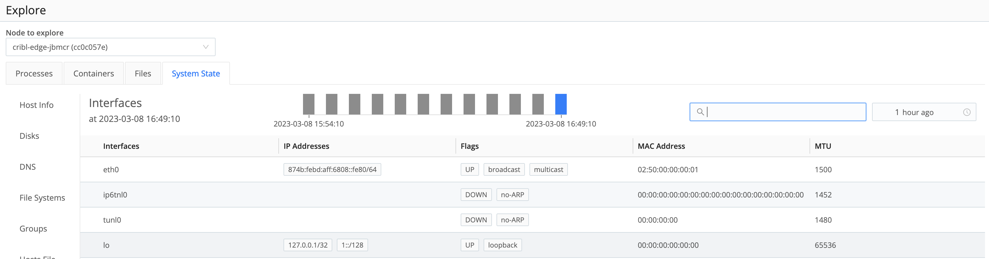 Interfaces tab
