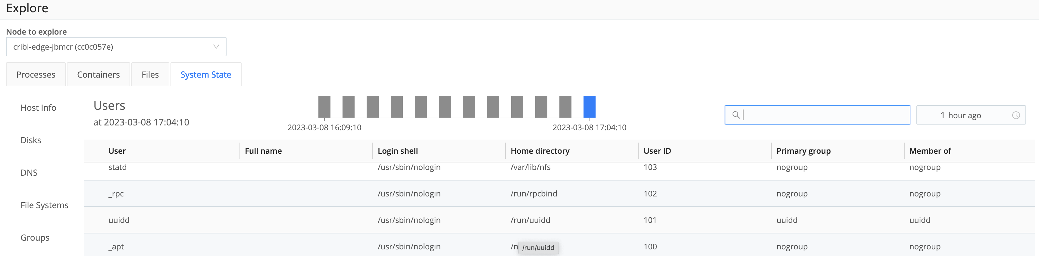 Users tab
