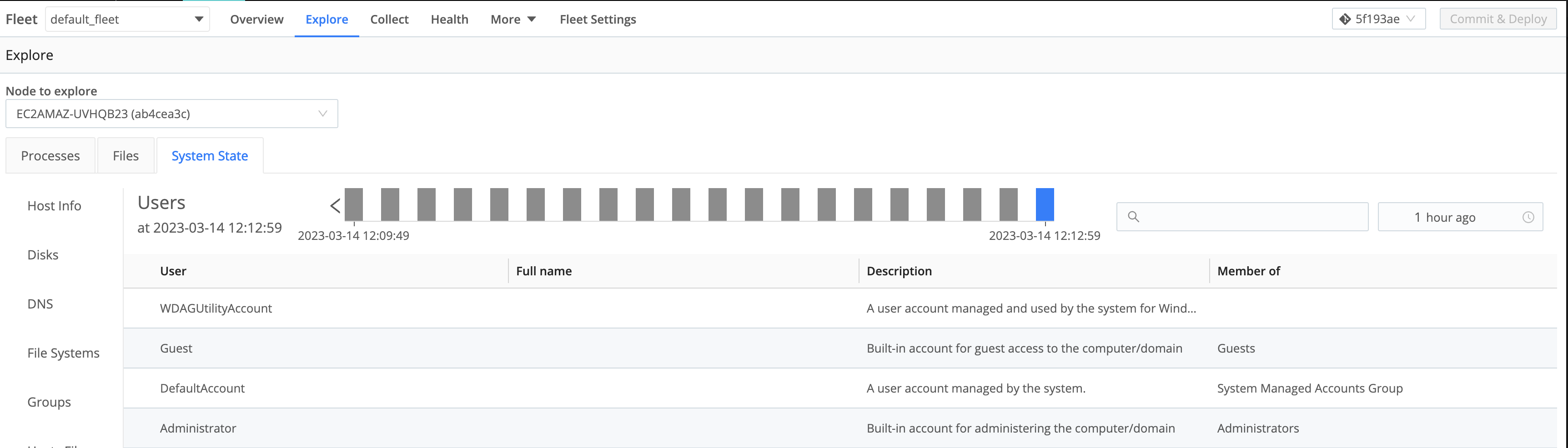 Users tab