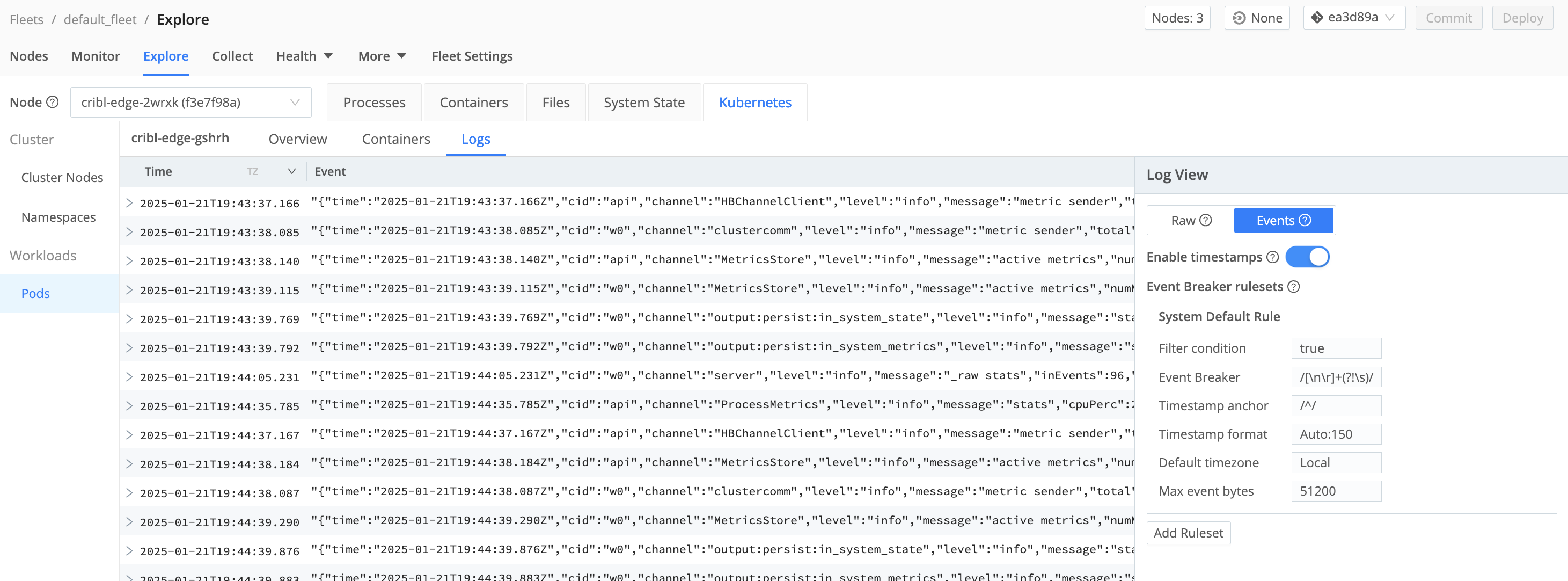 Pods: Logs (Events)