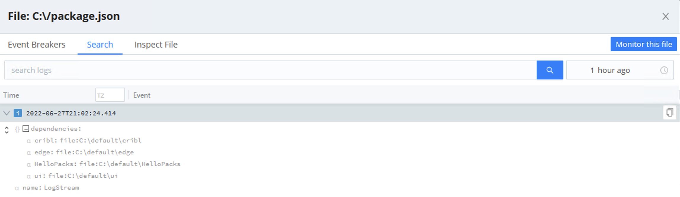 Search tab