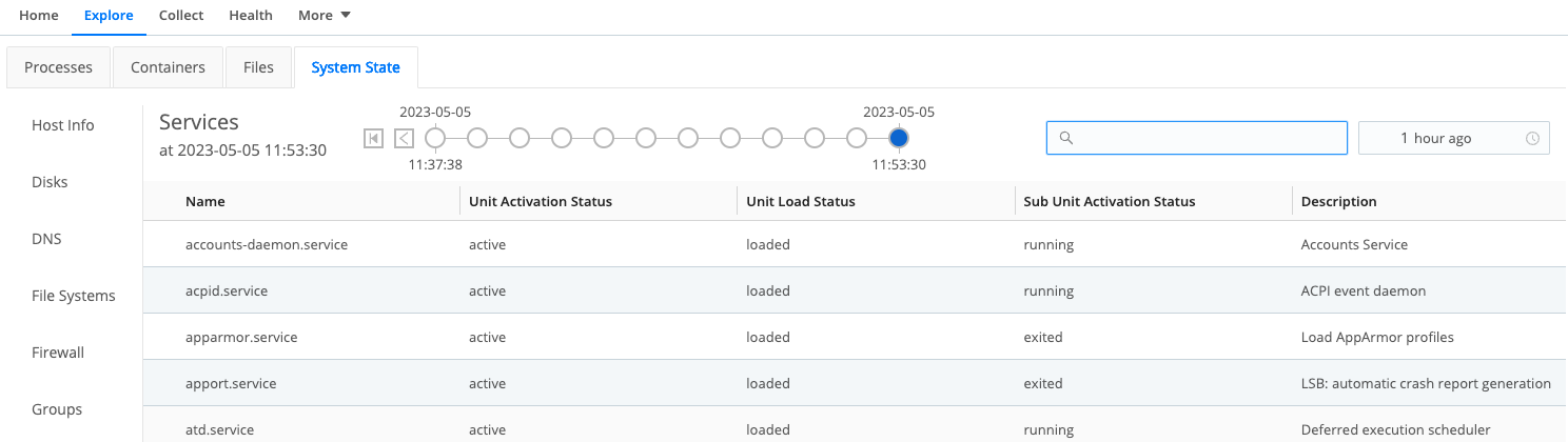 Services tab
