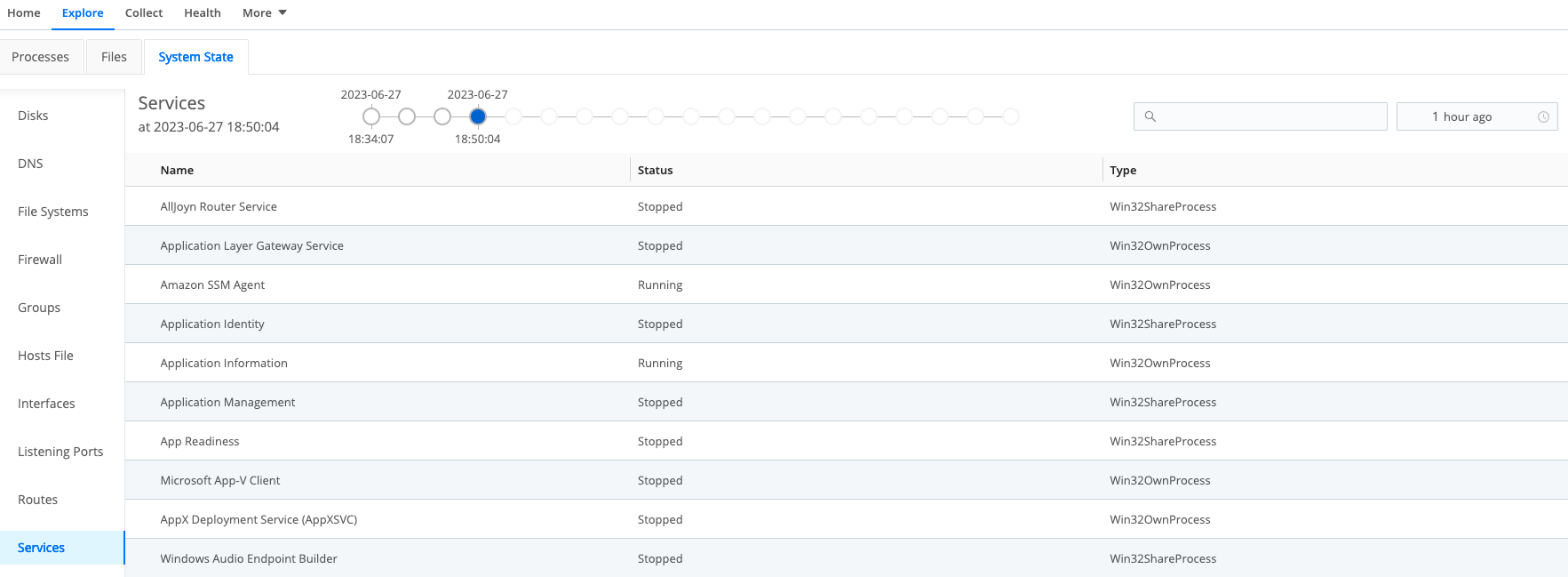 Services tab
