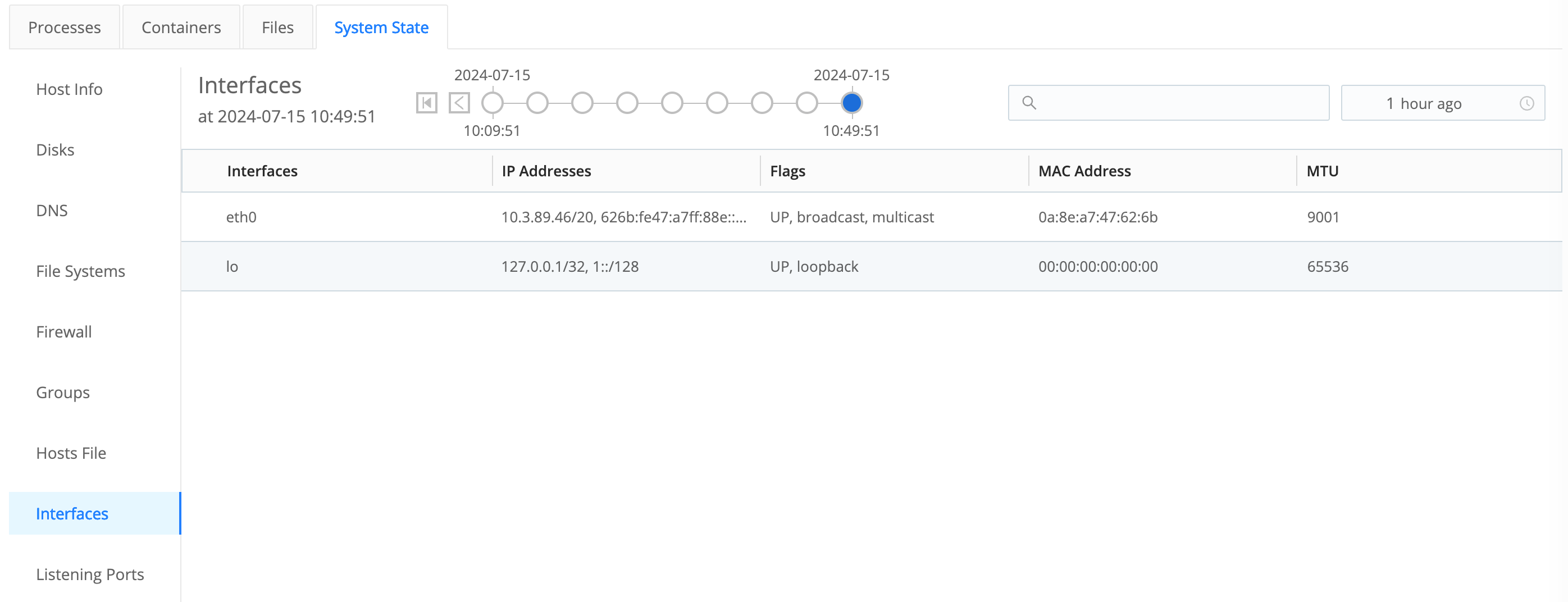 Interfaces tab