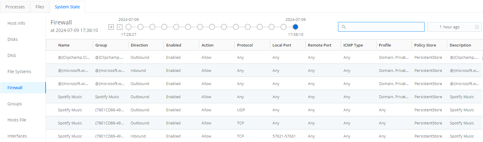 Firewall tab