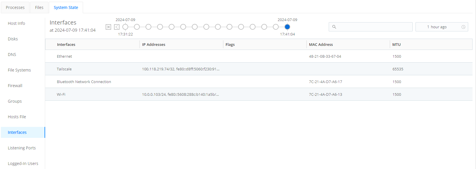 Interfaces tab