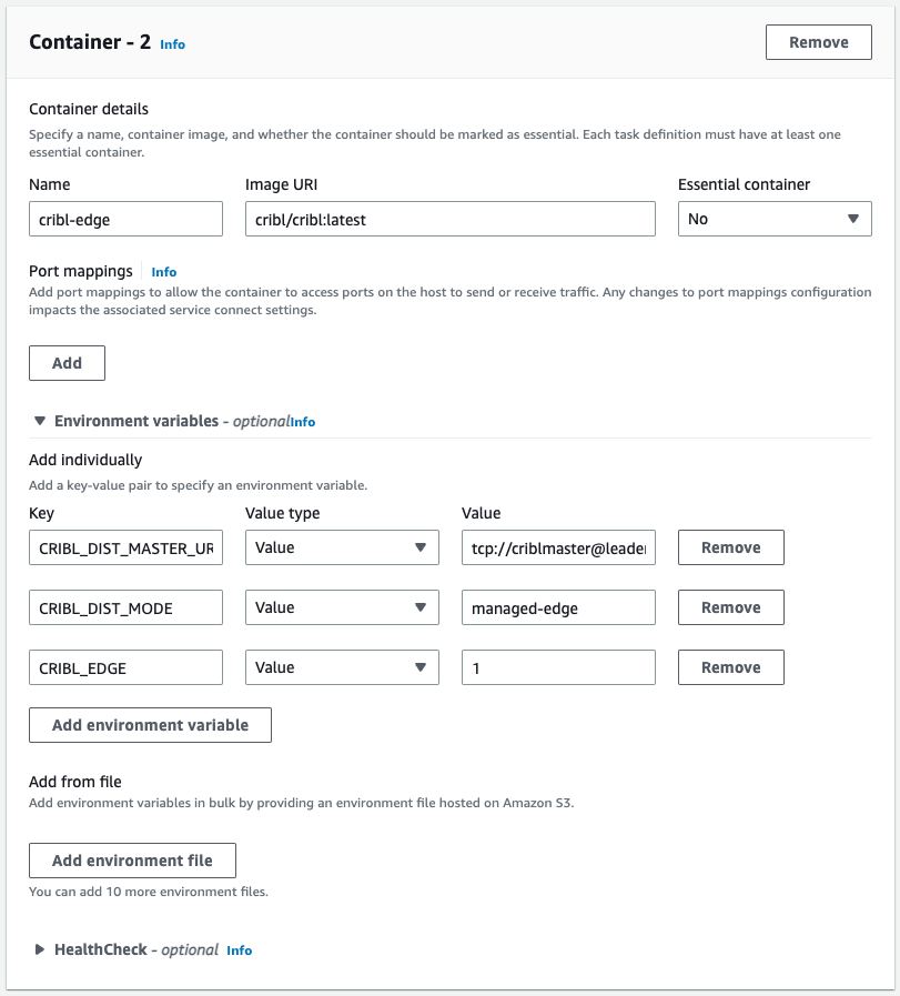 Add Environment Variables to Container Details