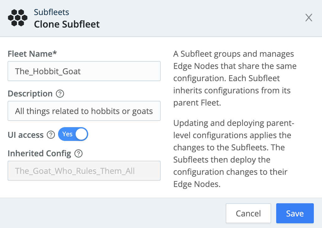 Clone a Subfleet