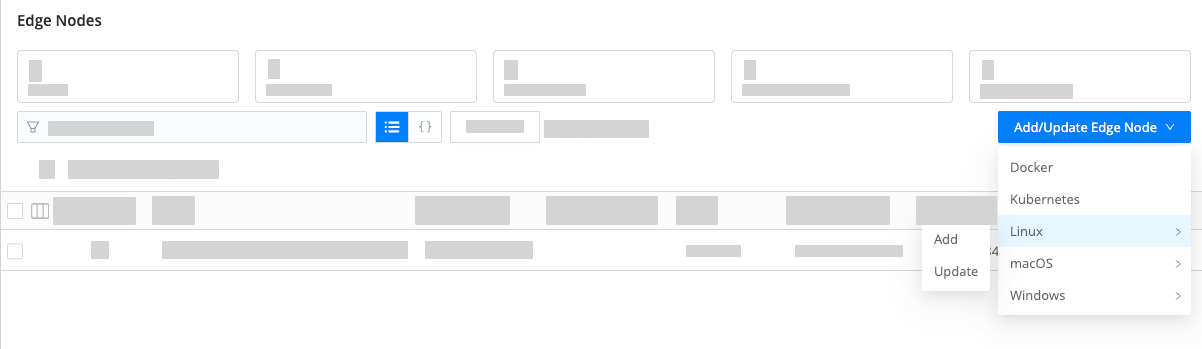 Options to add or update an Edge Node