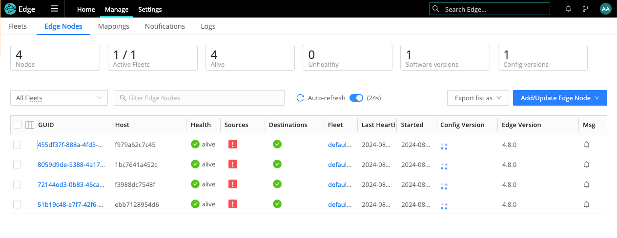 Edge Node tab