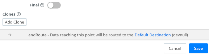 endRoute warning and link