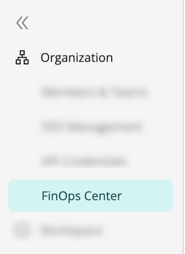 Organization sidebar menu