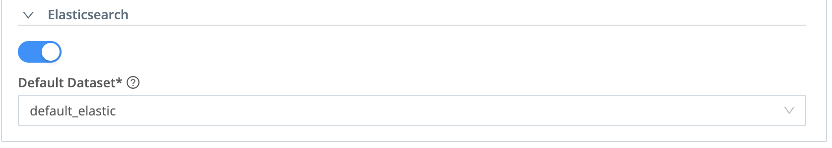 Screenshot of Elasticsearch Bulk API configuration option, showing “Default Dataset” drop-down.