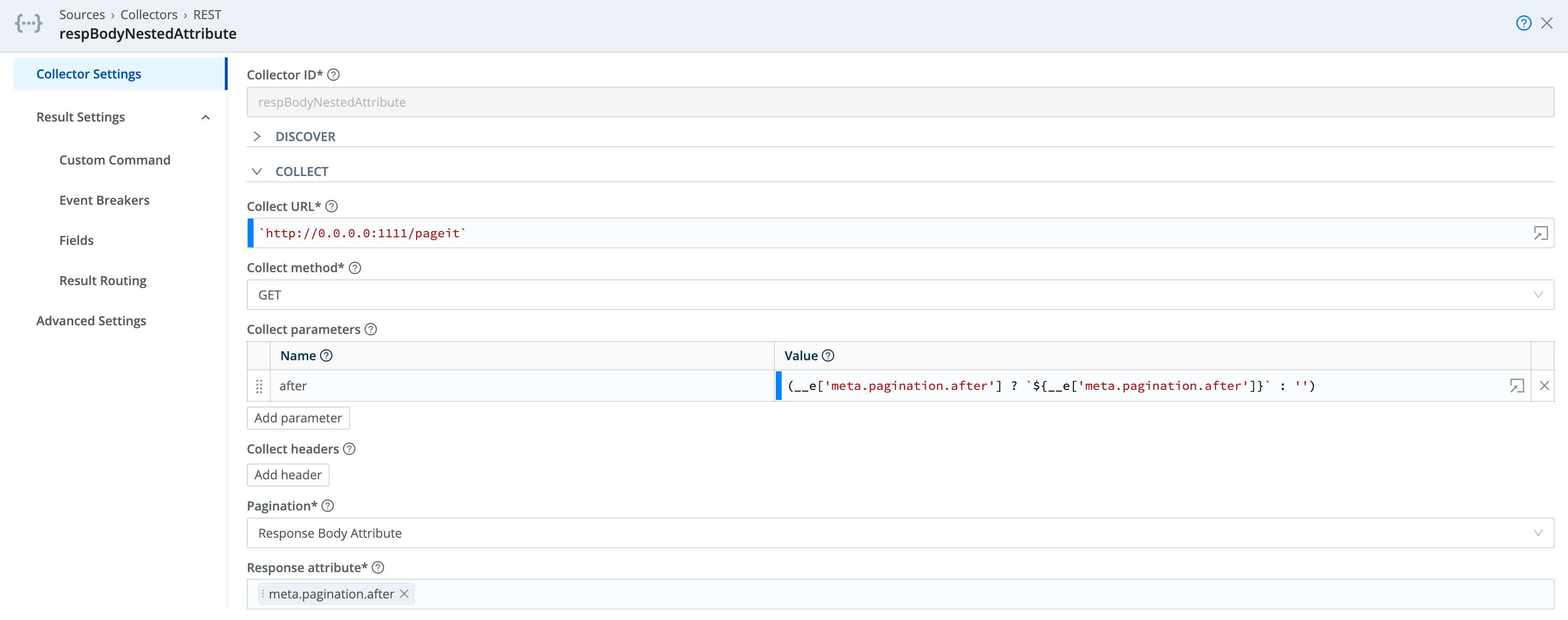 Collect parameters