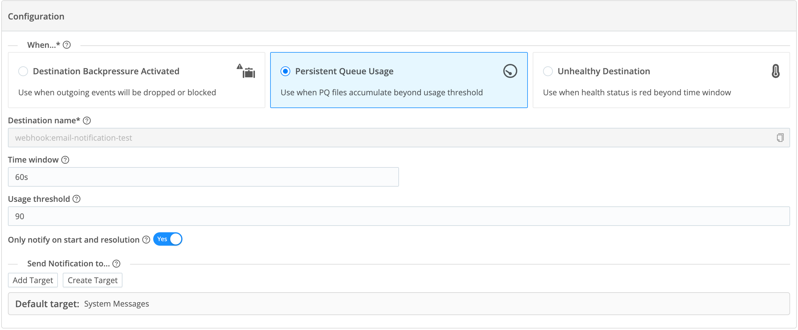 Persistent Queue Notification