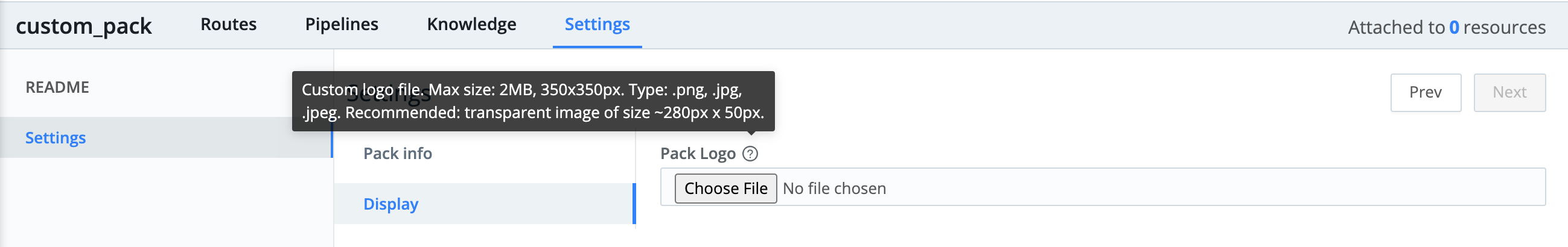 Editing Pack’s display (logo) settings