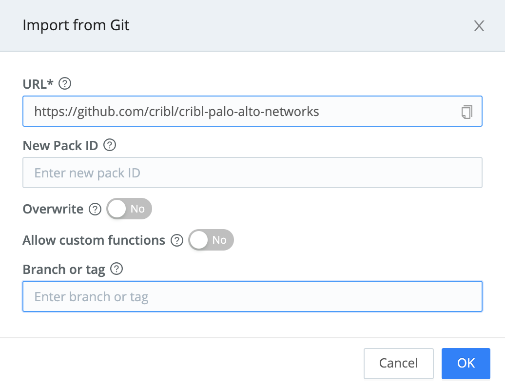Importing from a Git repo