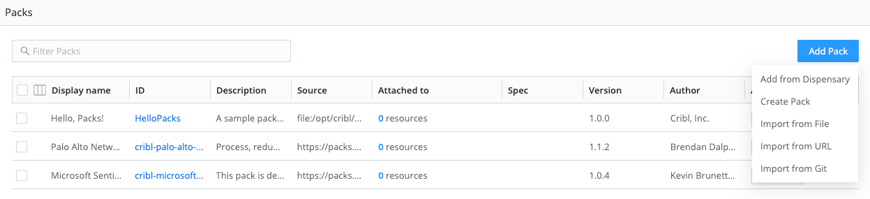 Importing a Pack
