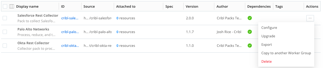 Upgrading an existing Pack
