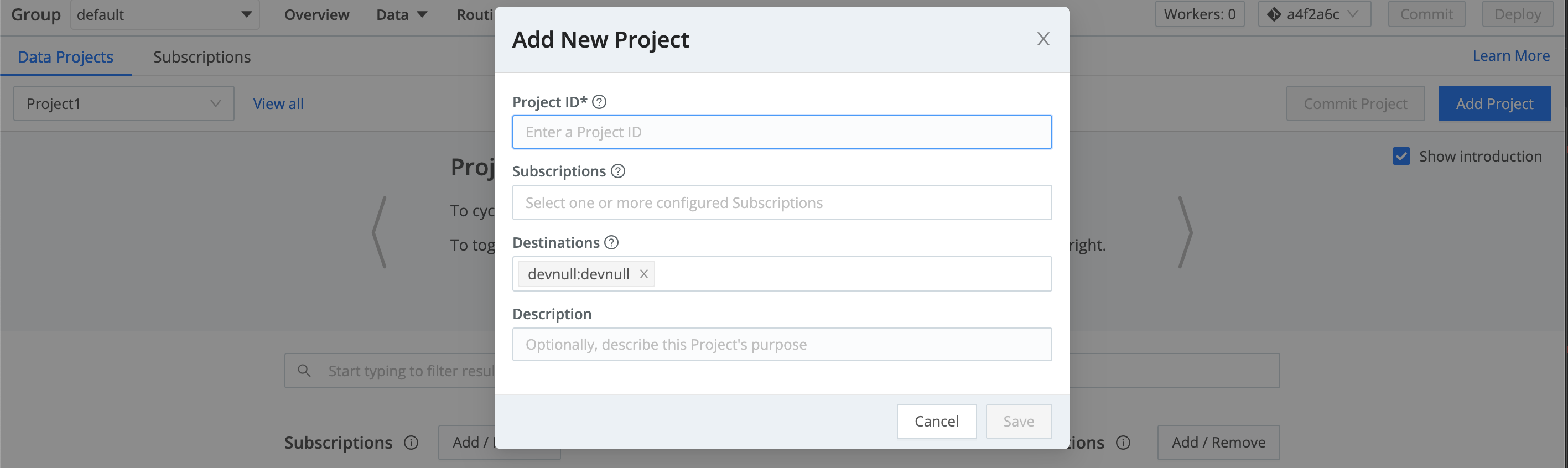 Configuring a new Project