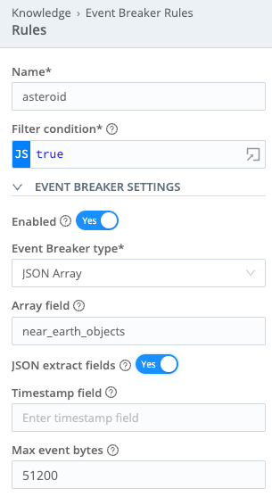 Event Breaker configuration