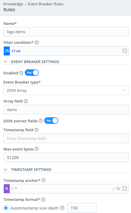 Event Breaker configuration