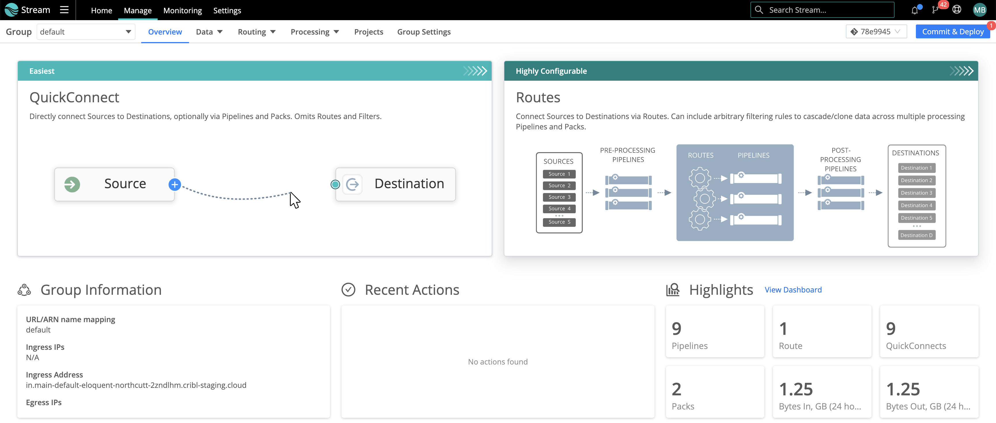 Commit and Deploy controls per Group/Fleet, at upper right