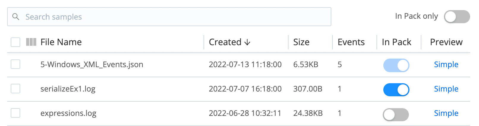 Sample file in Pack
