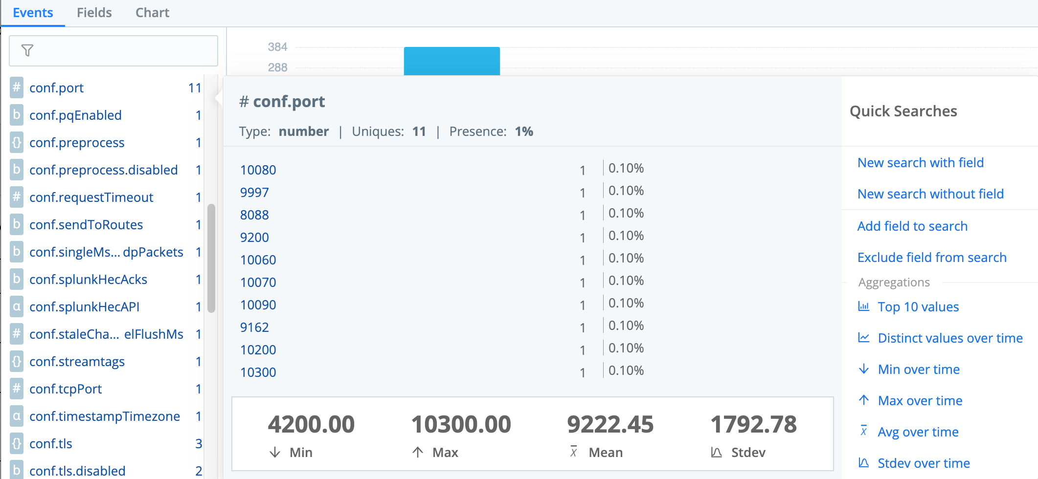 Event field browser