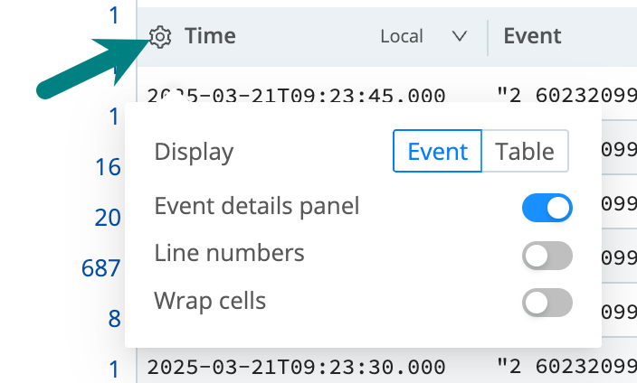 Event view options